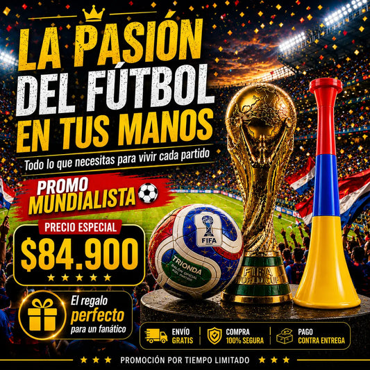 COMBO BALON OFICIAL MUNDIAL 2026 + COPA DEL MUNDO + VUVUZELA DE OBSEQUIO